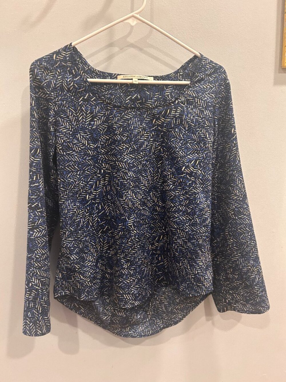 Blue and White patterned blouse - Size Small